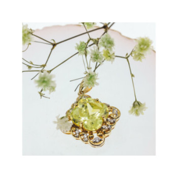 925 Sterling Silver Gold Plated Peridot & CZ Pendant
