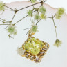 925 Sterling Silver Gold Plated Peridot & CZ Pendant