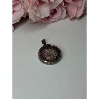 925 Sterling Silver Pendant-Medal Rose Length 1.3 In