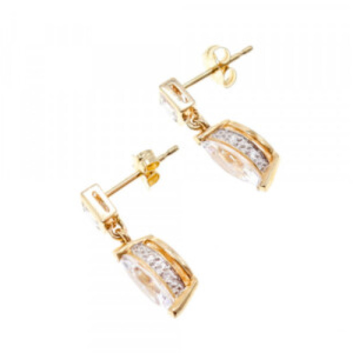 14K Yellow Gold CZ Earrings