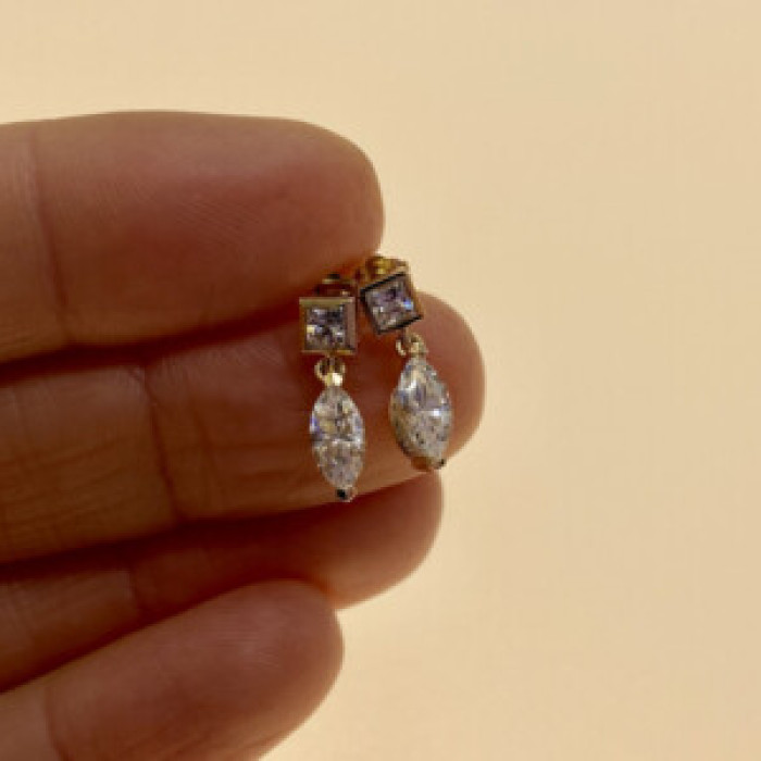 14K Yellow Gold CZ Earrings