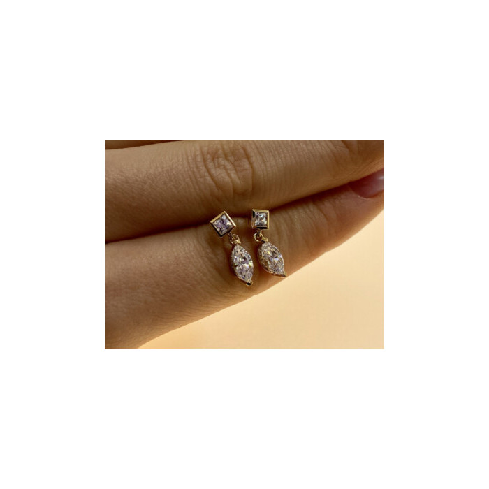 14K YELLOW GOLD CZ EARRINGS