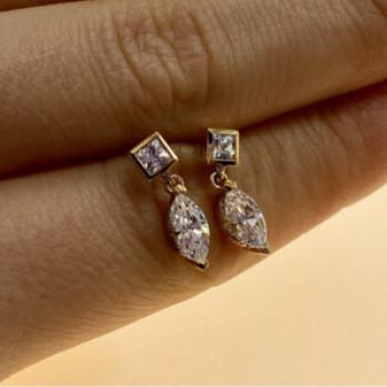 14K Yellow Gold CZ Earrings