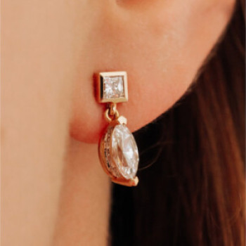 14K Yellow Gold CZ Earrings