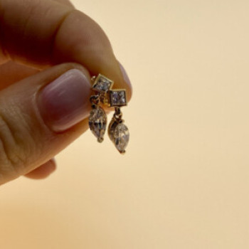 14K Yellow Gold CZ Earrings