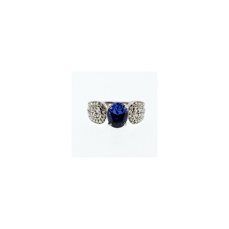 925 Sterling Silver Blue & White CZ Ring Size 11