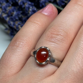 925 Sterling Silver Amber Ring Size 6
