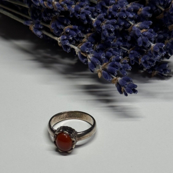925 Sterling Silver Amber Ring Size 6