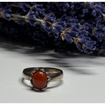 925 Sterling Silver Amber Ring Size 6