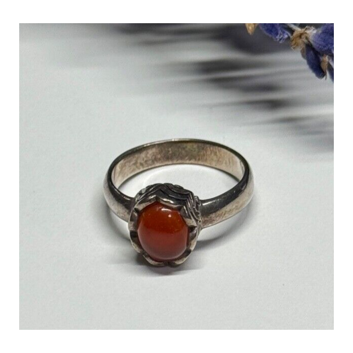 925 Sterling Silver Amber Ring Size 6