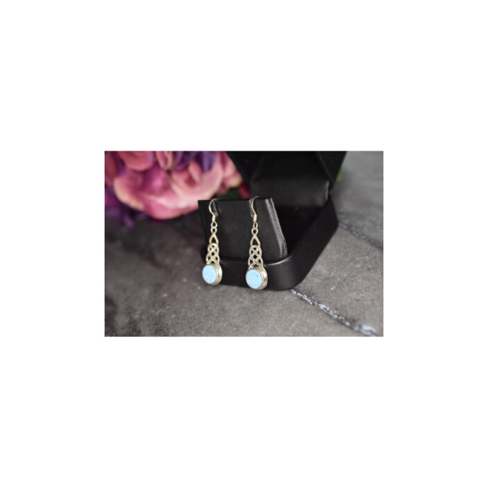 925 Sterling Silver Larimar Earrings