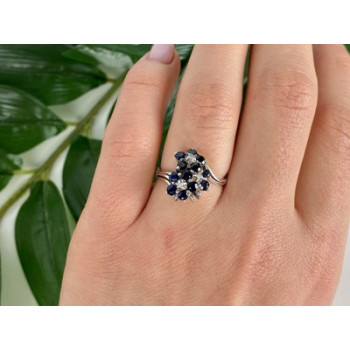 925 Sterling Silver Sapphire & CZ 