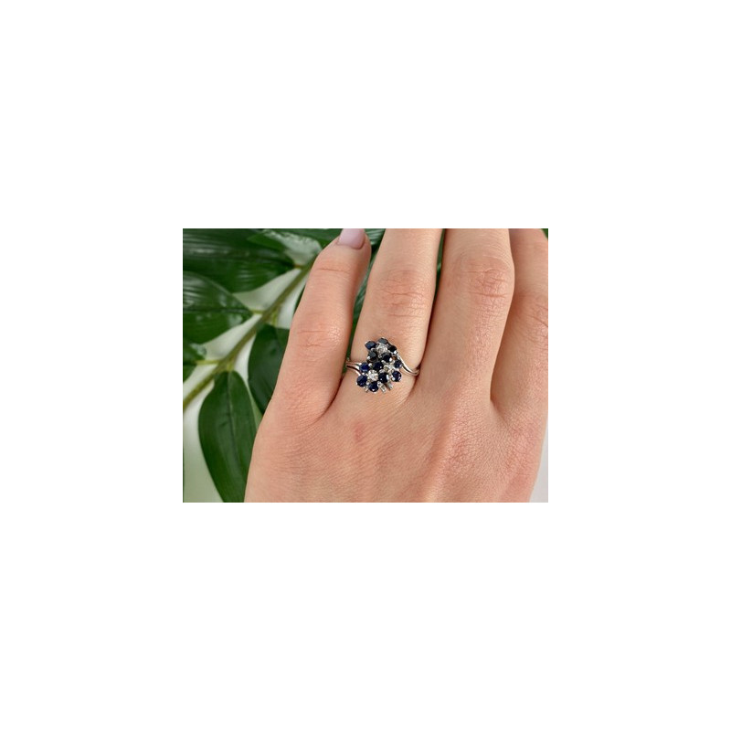 925 Sterling Silver Sapphire & CZ 