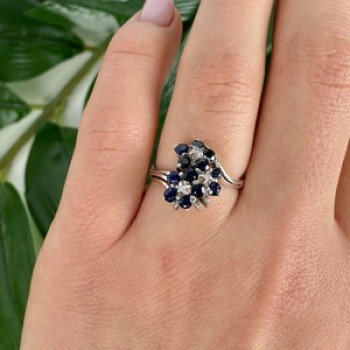 925 Sterling Silver Sapphire & CZ 