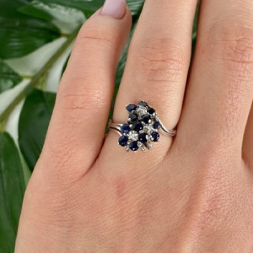 925 Sterling Silver Sapphire & CZ 