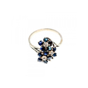 925 Sterling Silver Sapphire & CZ 