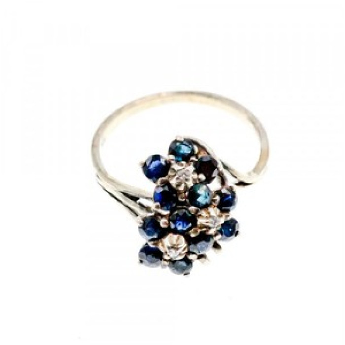 925 Sterling Silver Sapphire & CZ 