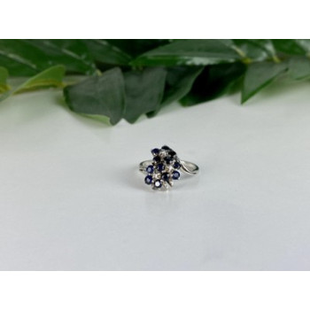 925 Sterling Silver Sapphire & CZ 