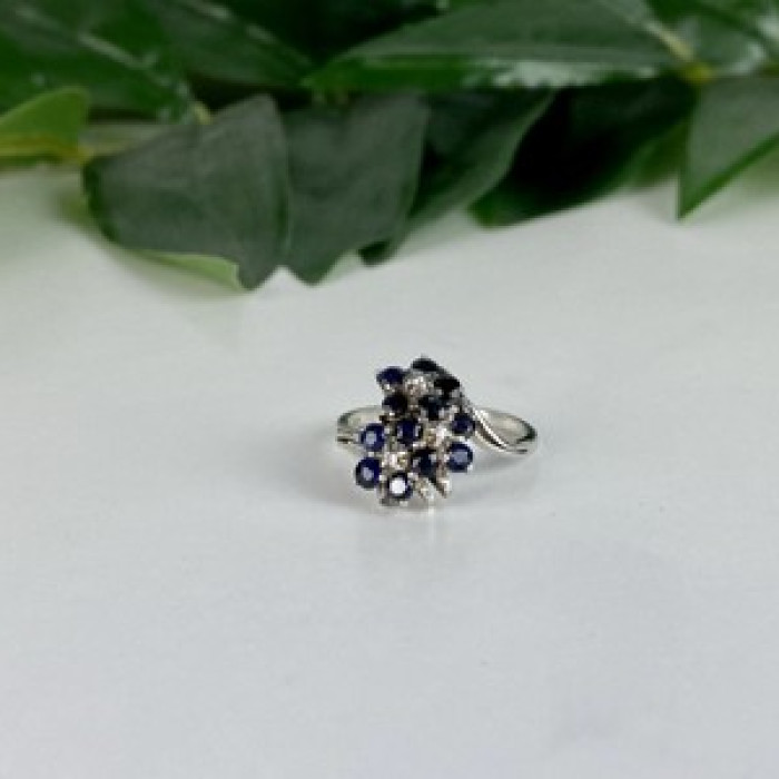925 Sterling Silver Sapphire & CZ 