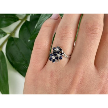 925 Sterling Silver Sapphire & CZ 