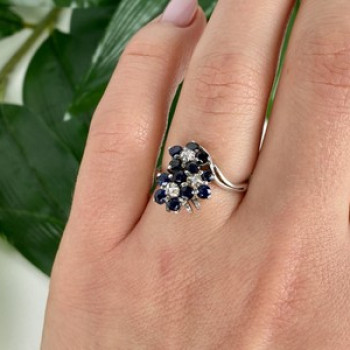 925 Sterling Silver Sapphire & CZ 