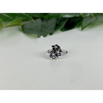 925 Sterling Silver Sapphire & CZ 