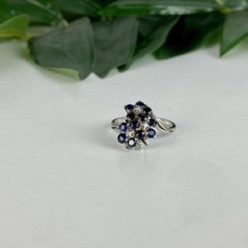 925 Sterling Silver Sapphire & CZ 