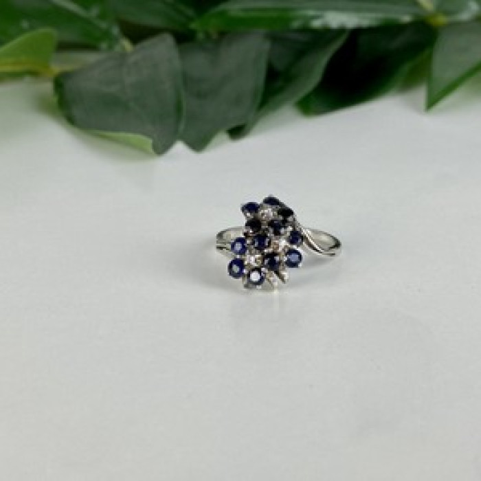 925 Sterling Silver Sapphire & CZ 