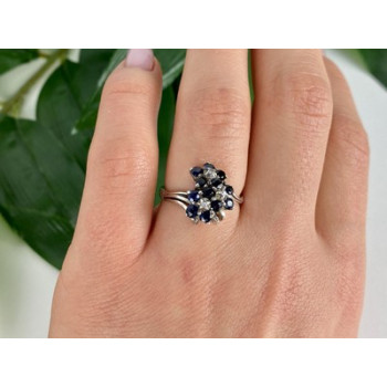 925 Sterling Silver Sapphire & CZ 