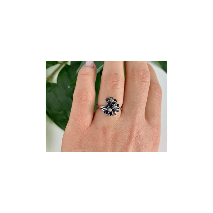 925 Sterling Silver Sapphire & CZ 