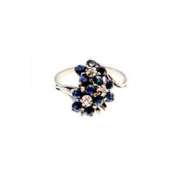 925 Sterling Silver Sapphire & CZ 
