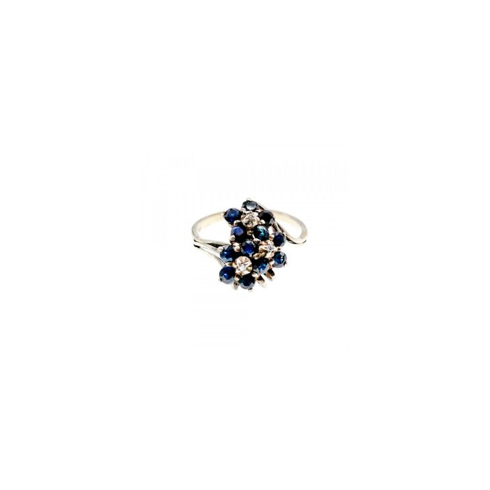 925 Sterling Silver Sapphire & CZ 