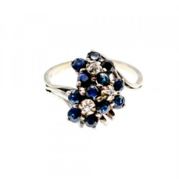 925 Sterling Silver Sapphire & CZ 