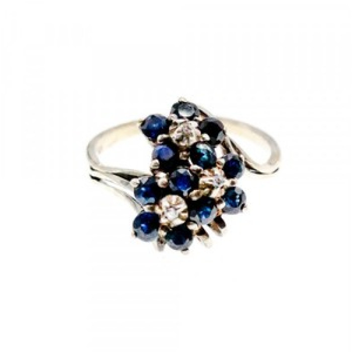925 Sterling Silver Sapphire & CZ 