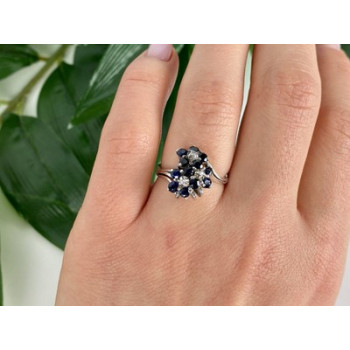 925 Sterling Silver Sapphire & CZ 
