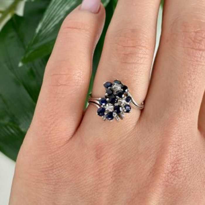925 Sterling Silver Sapphire & CZ 