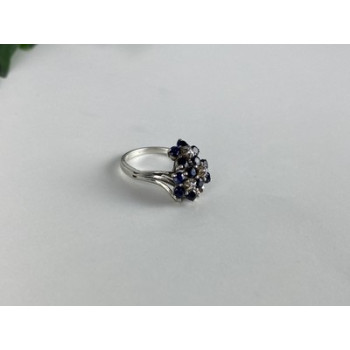 925 Sterling Silver Sapphire & CZ 