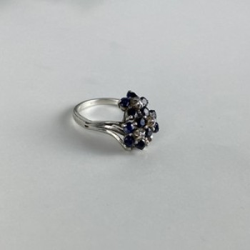 925 Sterling Silver Sapphire & CZ 