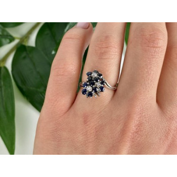 925 Sterling Silver Sapphire & CZ 