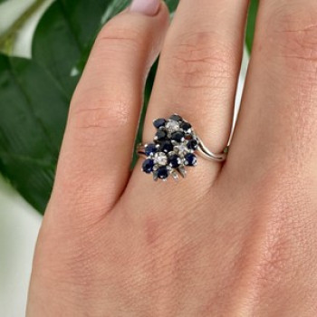 925 Sterling Silver Sapphire & CZ 