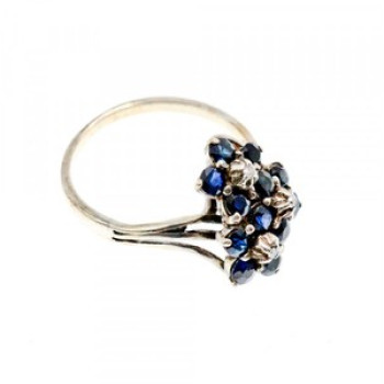 925 Sterling Silver Sapphire & CZ 