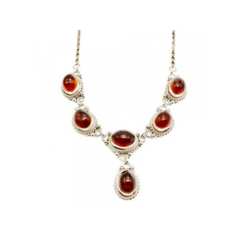 Vintage 925 Sterling Silver Amber Necklace