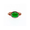 925 Sterling Silver Gold Plated Green Nephrite (jade) & CZ Ring Size 8