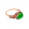 925 Sterling Silver Gold Plated Green Nephrite (Jade) & CZ Ring Size 8