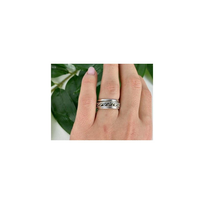 Vintage 925 Sterling Silver Spinner Band Ring Size 6.75