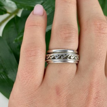 Vintage 925 Sterling Silver Spinner Band Ring Size 6.75