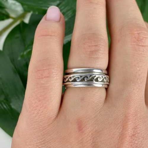 Vintage 925 Sterling Silver Spinner Band Ring Size 6.75