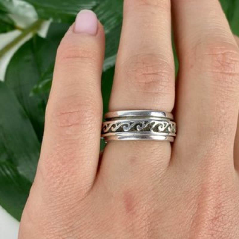 Vintage 925 Sterling Silver Spinner Band Ring Size 6.75