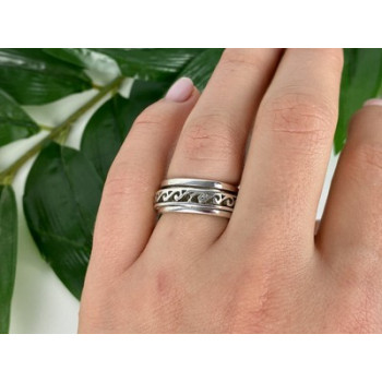 Vintage 925 Sterling Silver Spinner Band Ring Size 6.75