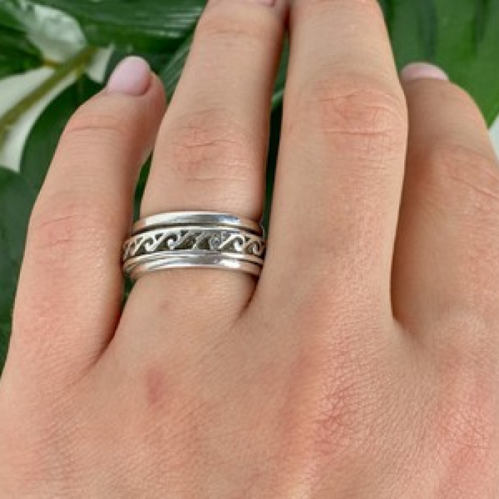 Vintage 925 Sterling Silver Spinner Band Ring Size 6.75